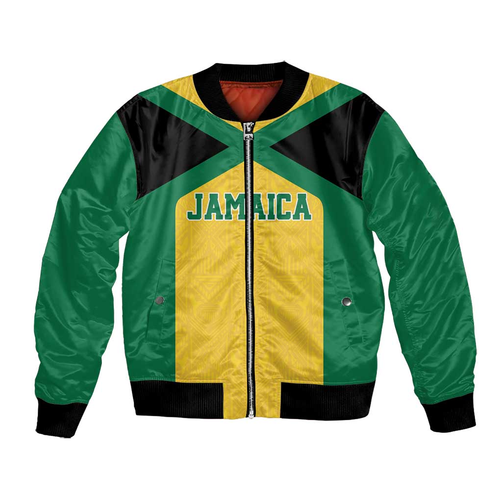 Afro-Jamaicans Football Custom Bomber Jacket Gold Ethnic Motifs