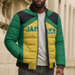 Afro-Jamaicans Football Custom Bomber Puffer Jacket Gold Ethnic Motifs