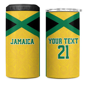 Afro-Jamaicans Football Custom 4 in 1 Can Cooler Tumbler Gold Ethnic Motifs