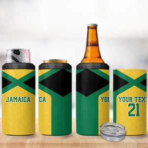 Afro-Jamaicans Football Custom 4 in 1 Can Cooler Tumbler Gold Ethnic Motifs