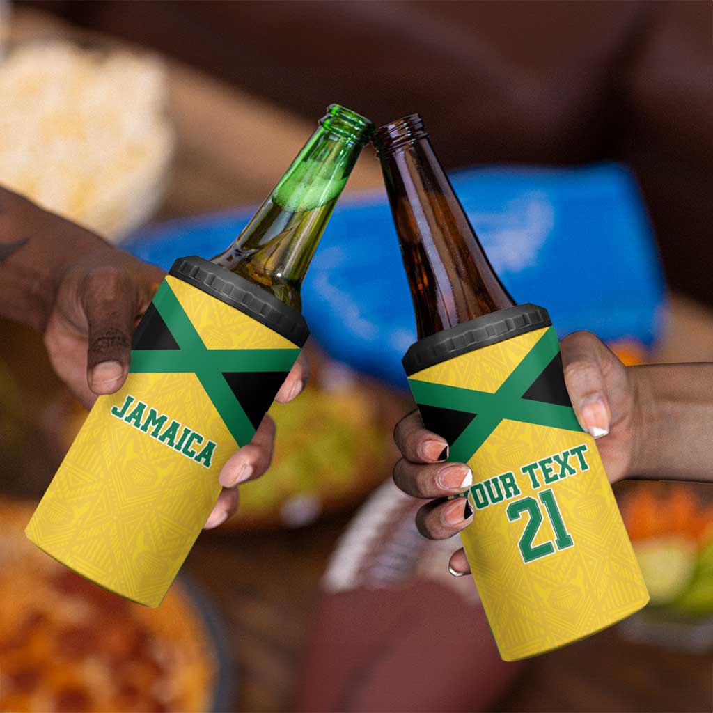 Afro-Jamaicans Football Custom 4 in 1 Can Cooler Tumbler Gold Ethnic Motifs