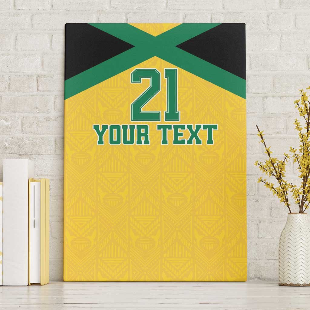 Afro-Jamaicans Football Custom Canvas Wall Art Gold Ethnic Motifs