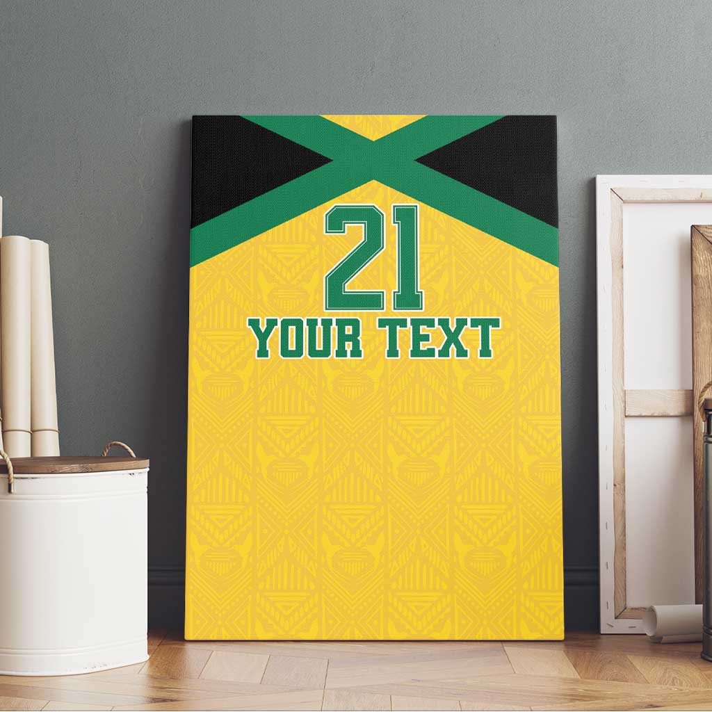 Afro-Jamaicans Football Custom Canvas Wall Art Gold Ethnic Motifs