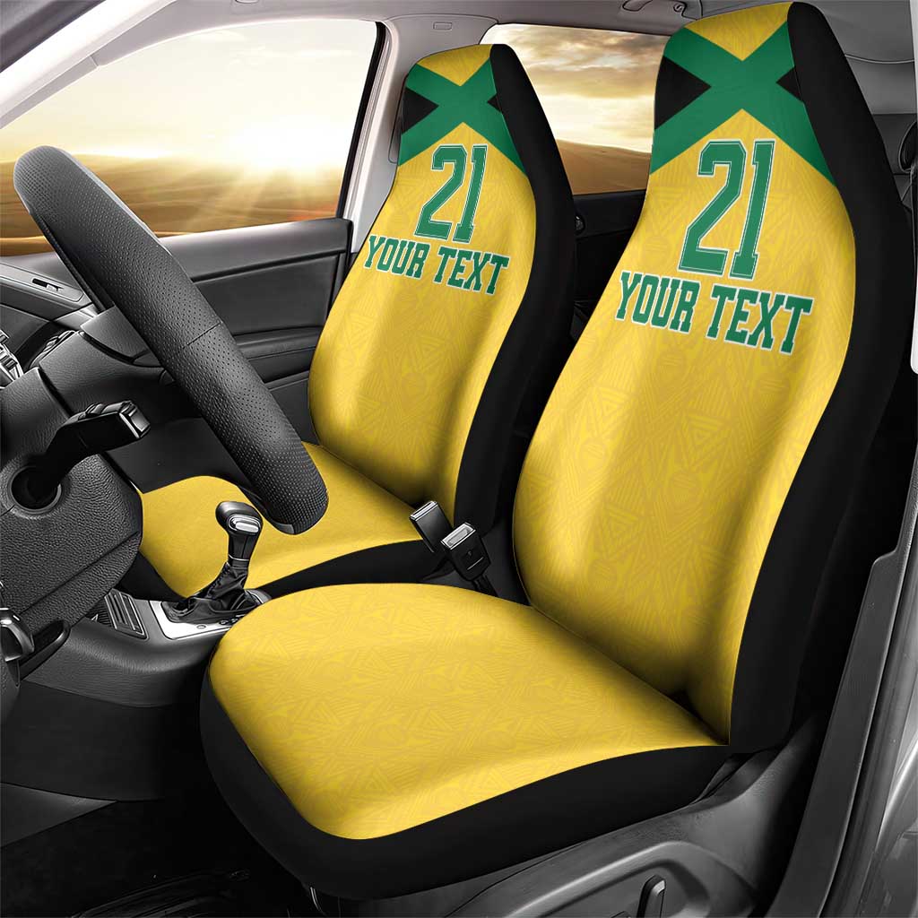 Afro-Jamaicans Football Custom Car Seat Cover Gold Ethnic Motifs