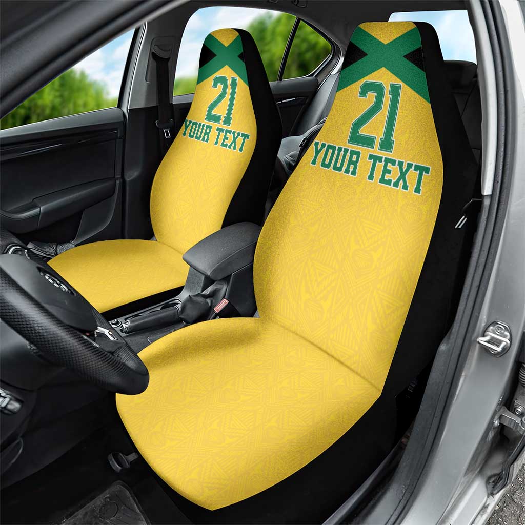 Afro-Jamaicans Football Custom Car Seat Cover Gold Ethnic Motifs