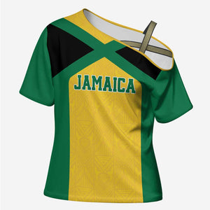 Afro-Jamaicans Football Custom Cross Shoulder Shirt Gold Ethnic Motifs