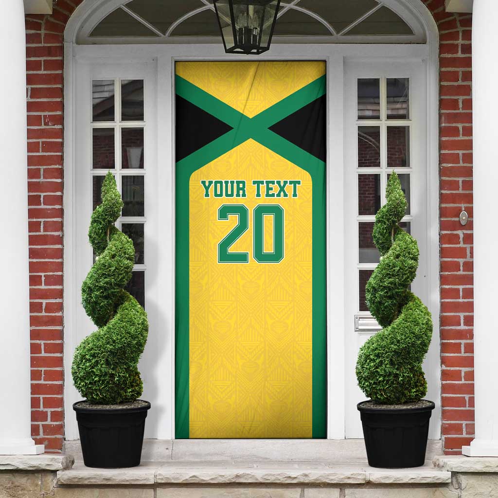Afro-Jamaicans Football Custom Door Cover Gold Ethnic Motifs