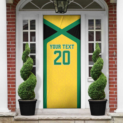 Afro-Jamaicans Football Custom Door Cover Gold Ethnic Motifs