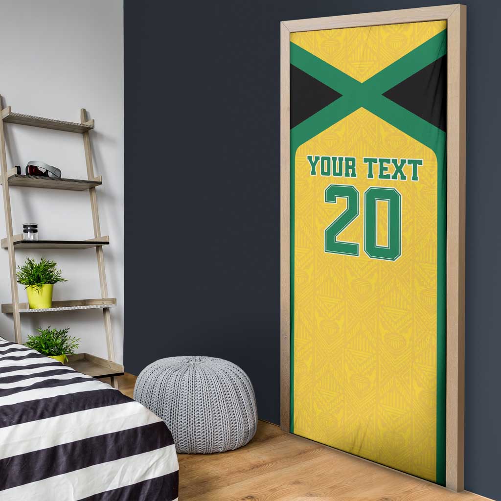Afro-Jamaicans Football Custom Door Cover Gold Ethnic Motifs