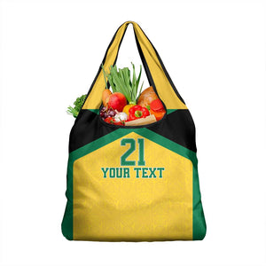 Afro-Jamaicans Football Custom Grocery Bag Gold Ethnic Motifs