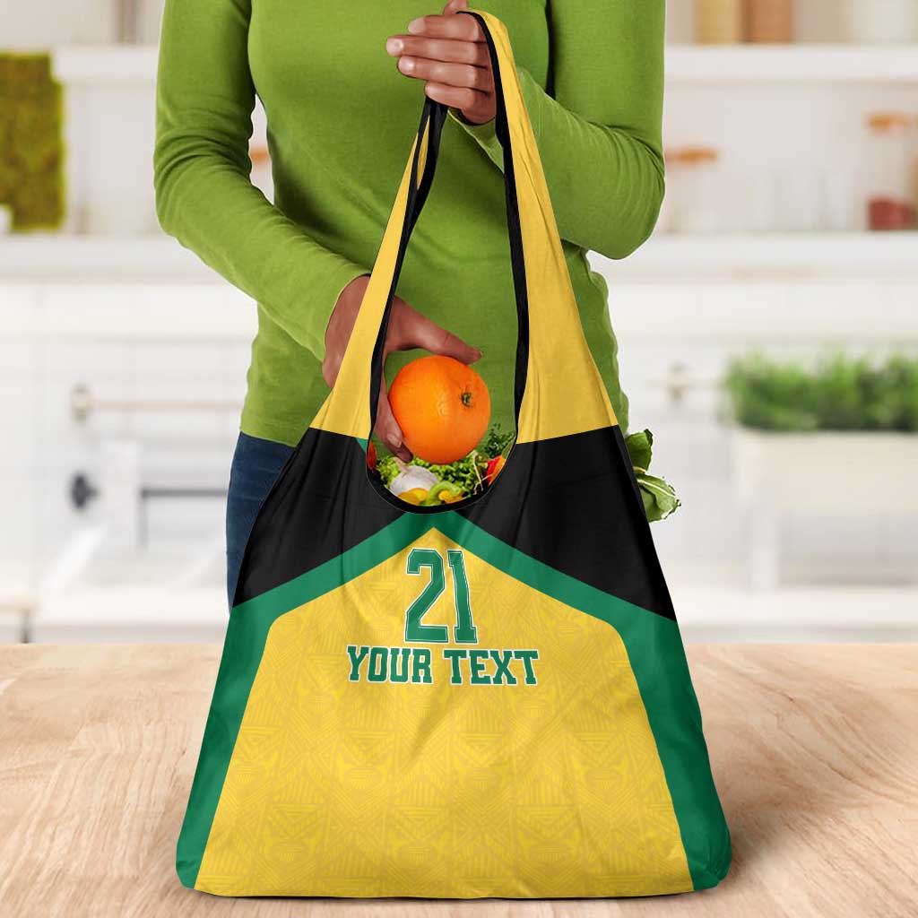 Afro-Jamaicans Football Custom Grocery Bag Gold Ethnic Motifs