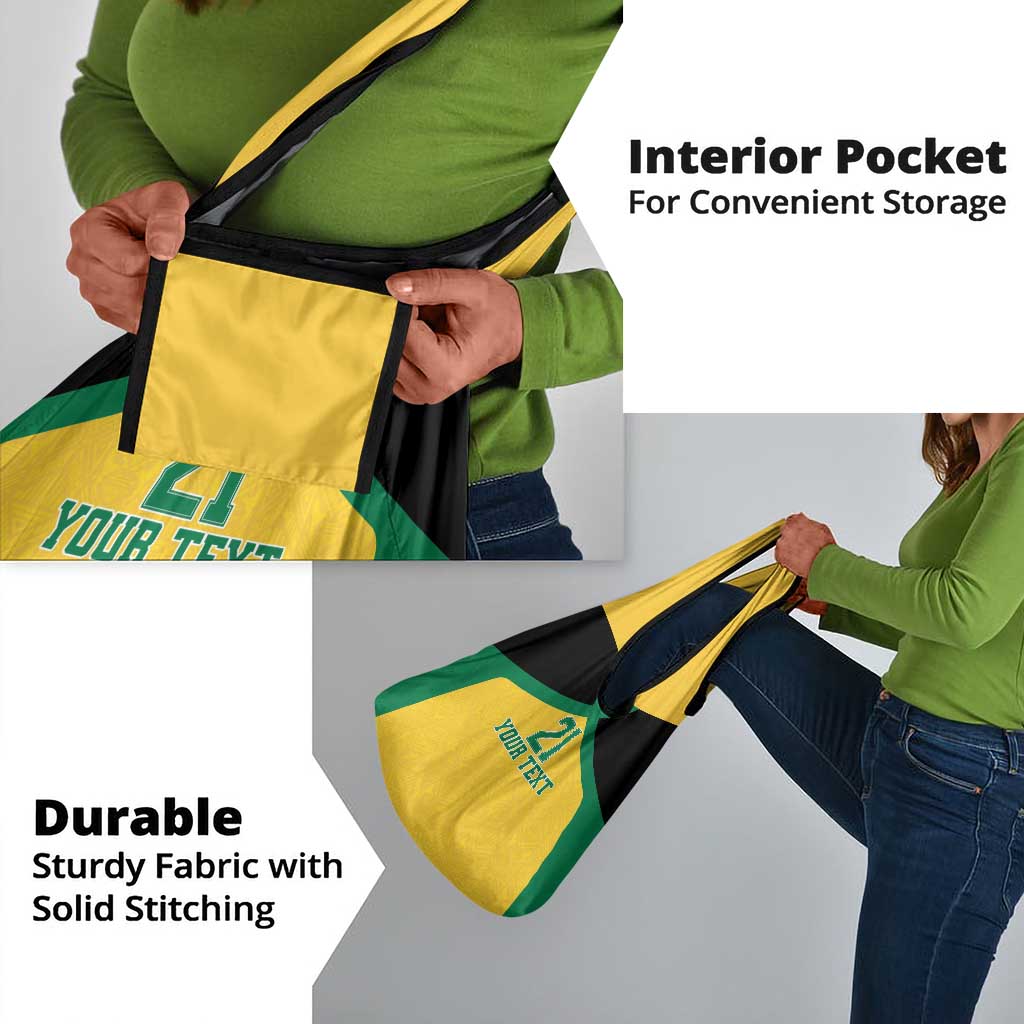 Afro-Jamaicans Football Custom Grocery Bag Gold Ethnic Motifs