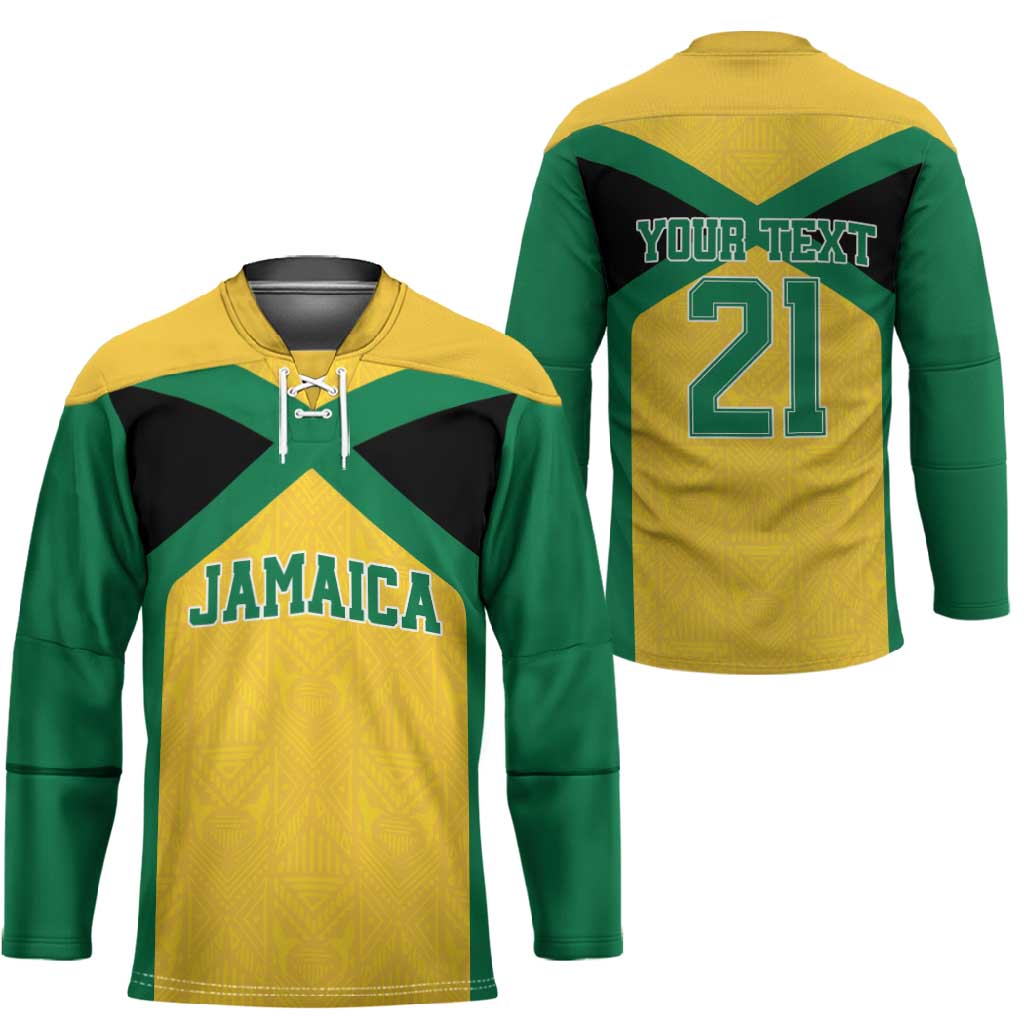 Afro-Jamaicans Football Custom Hockey Jersey Gold Ethnic Motifs