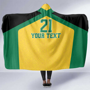 Afro-Jamaicans Football Custom Hooded Blanket Gold Ethnic Motifs