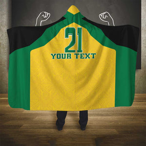 Afro-Jamaicans Football Custom Hooded Blanket Gold Ethnic Motifs