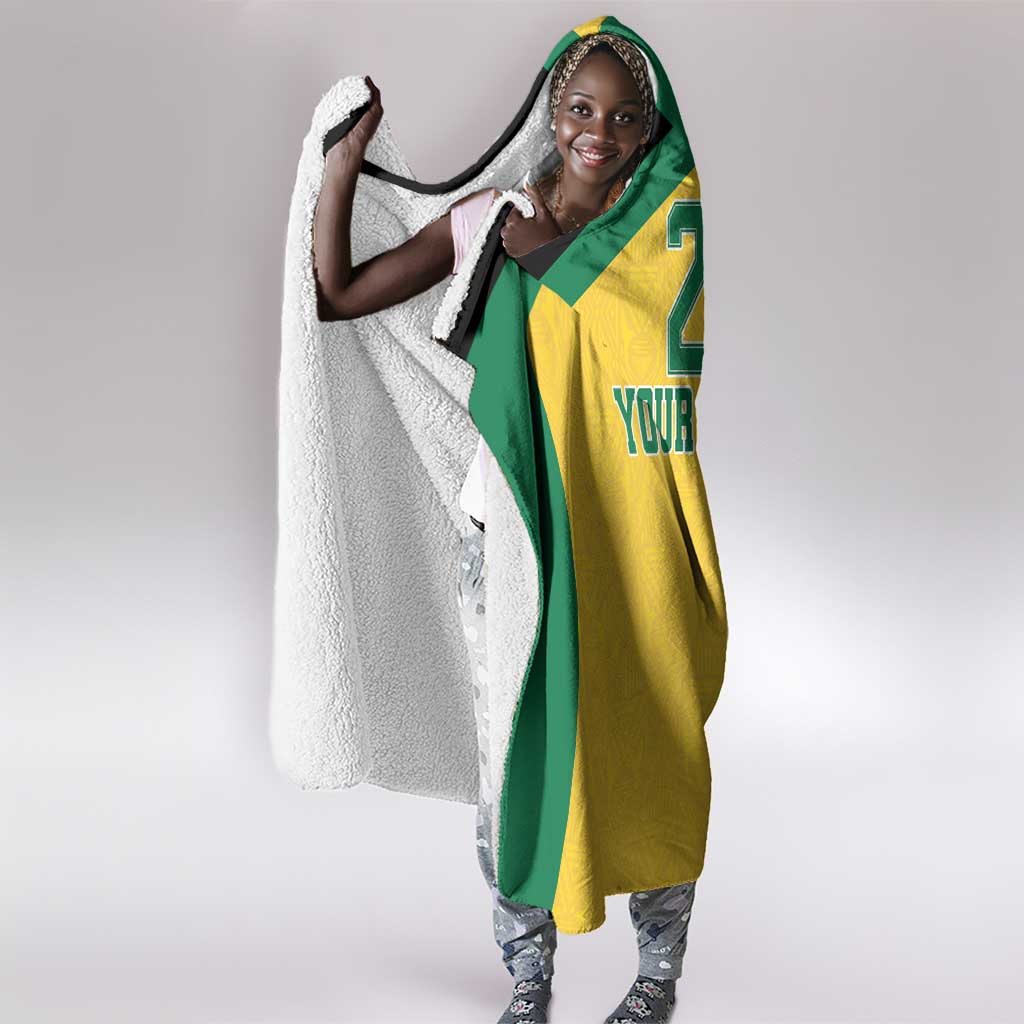 Afro-Jamaicans Football Custom Hooded Blanket Gold Ethnic Motifs