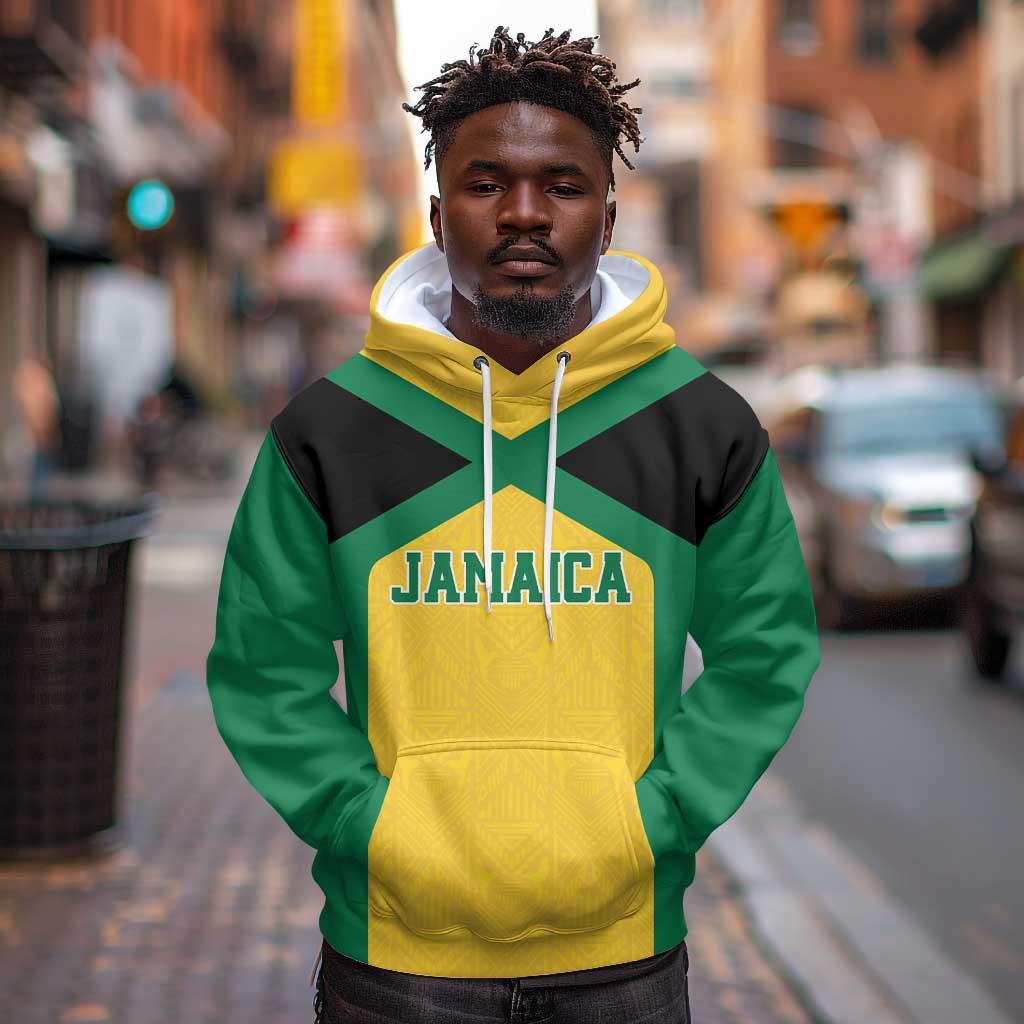 Afro-Jamaicans Football Custom Hoodie Gold Ethnic Motifs