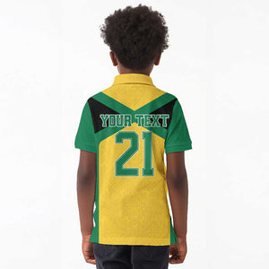 Afro-Jamaicans Football Custom Kid Polo Shirt Gold Ethnic Motifs