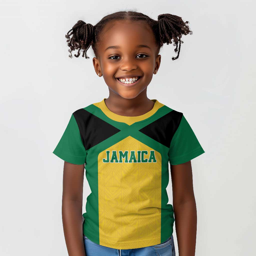 Afro-Jamaicans Football Custom Kid T shirt Gold Ethnic Motifs