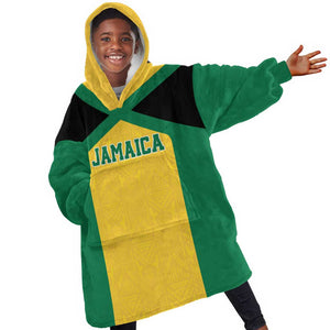 Afro-Jamaicans Football Custom Kid Wearable Blanket Hoodie Gold Ethnic Motifs