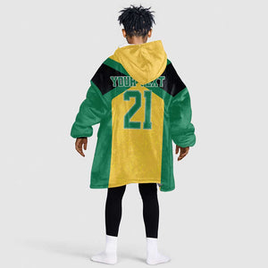 Afro-Jamaicans Football Custom Kid Wearable Blanket Hoodie Gold Ethnic Motifs