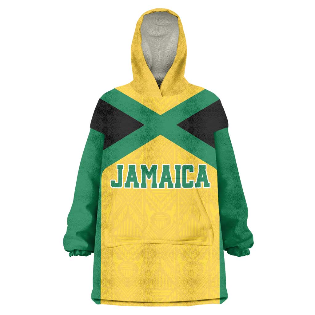 Afro-Jamaicans Football Custom Kid Wearable Blanket Hoodie Gold Ethnic Motifs