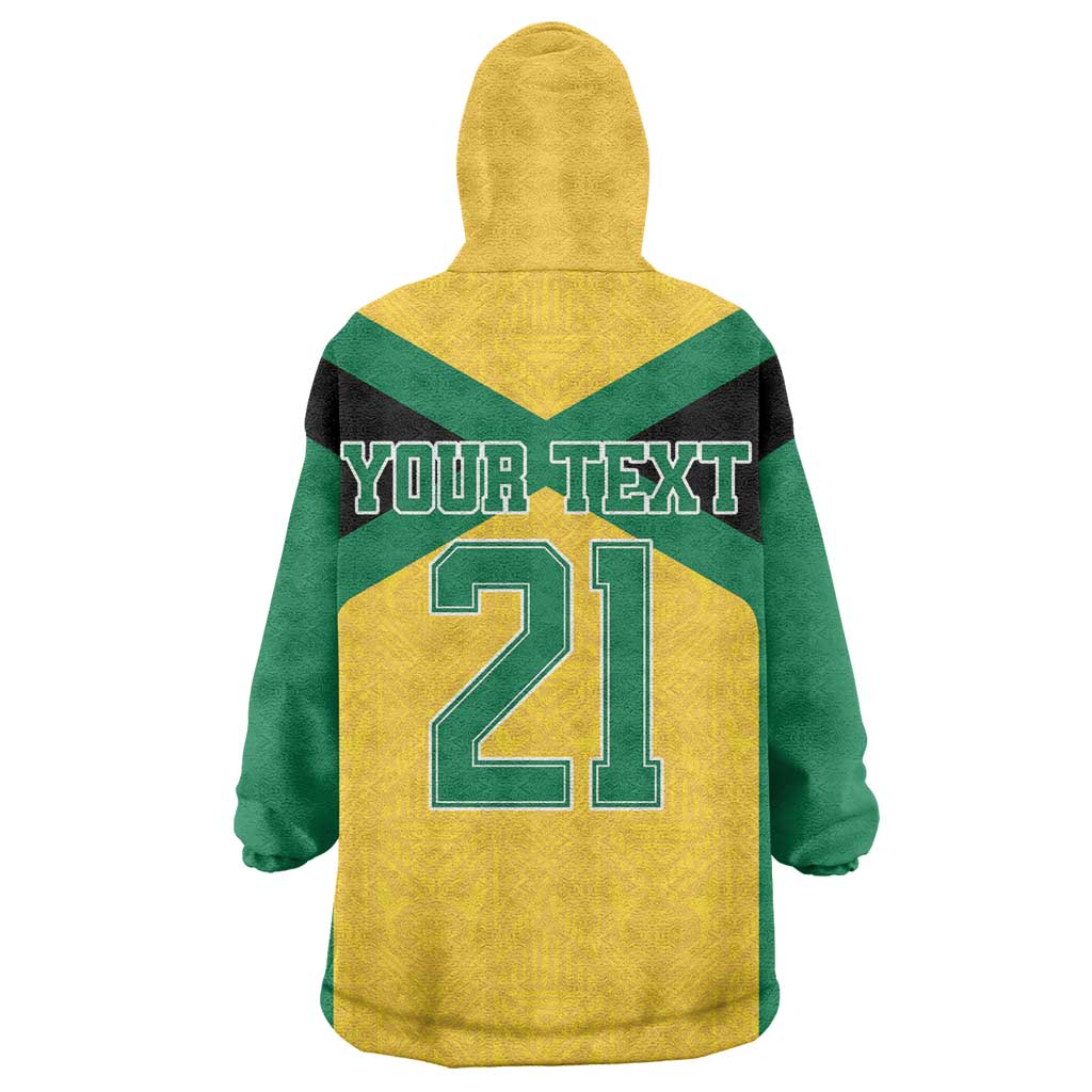 Afro-Jamaicans Football Custom Kid Wearable Blanket Hoodie Gold Ethnic Motifs