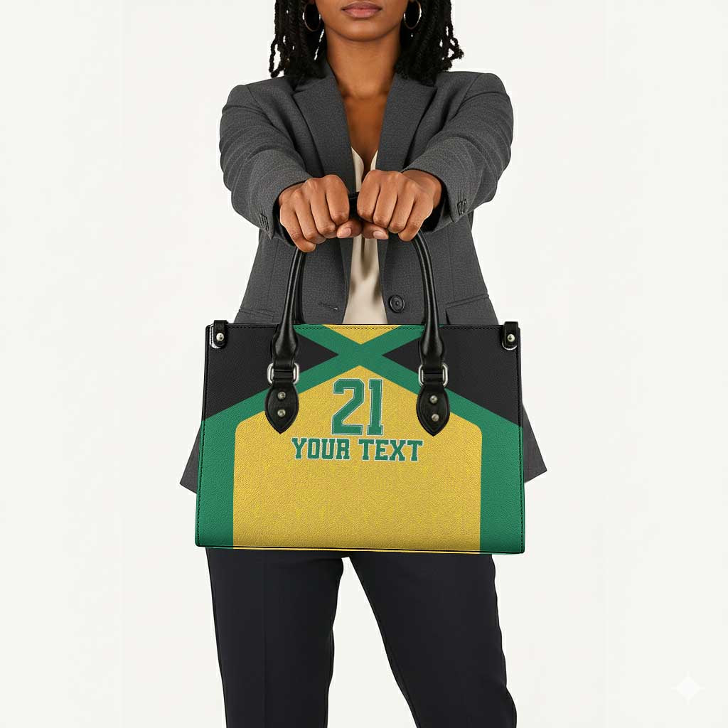 Afro-Jamaicans Football Custom Leather Bag Gold Ethnic Motifs