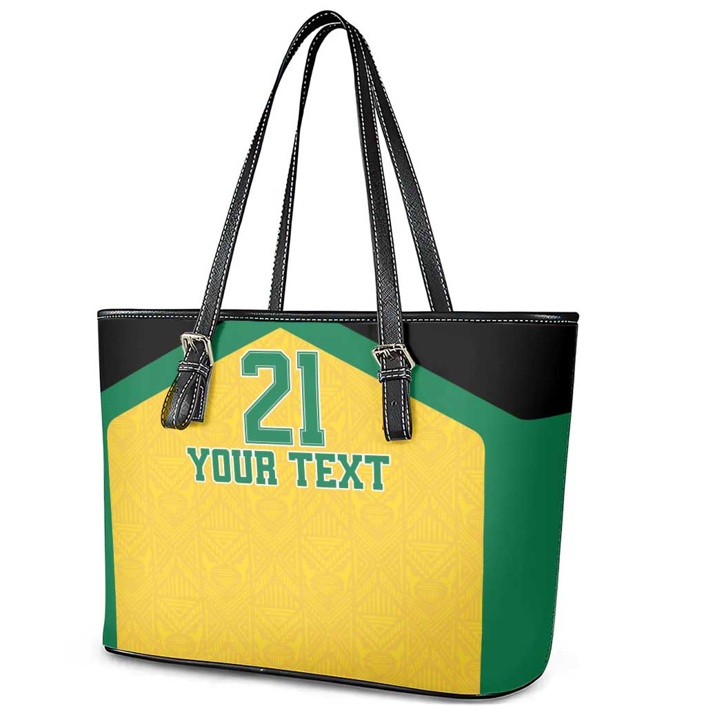 Afro-Jamaicans Football Custom Leather Tote Bag Gold Ethnic Motifs
