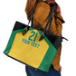 Afro-Jamaicans Football Custom Leather Tote Bag Gold Ethnic Motifs