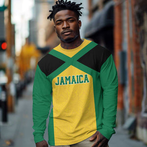 Afro-Jamaicans Football Custom Long Sleeve Shirt Gold Ethnic Motifs