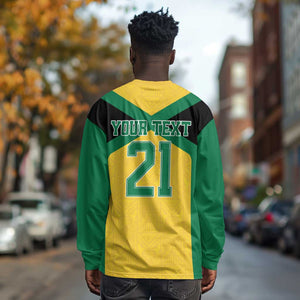 Afro-Jamaicans Football Custom Long Sleeve Shirt Gold Ethnic Motifs