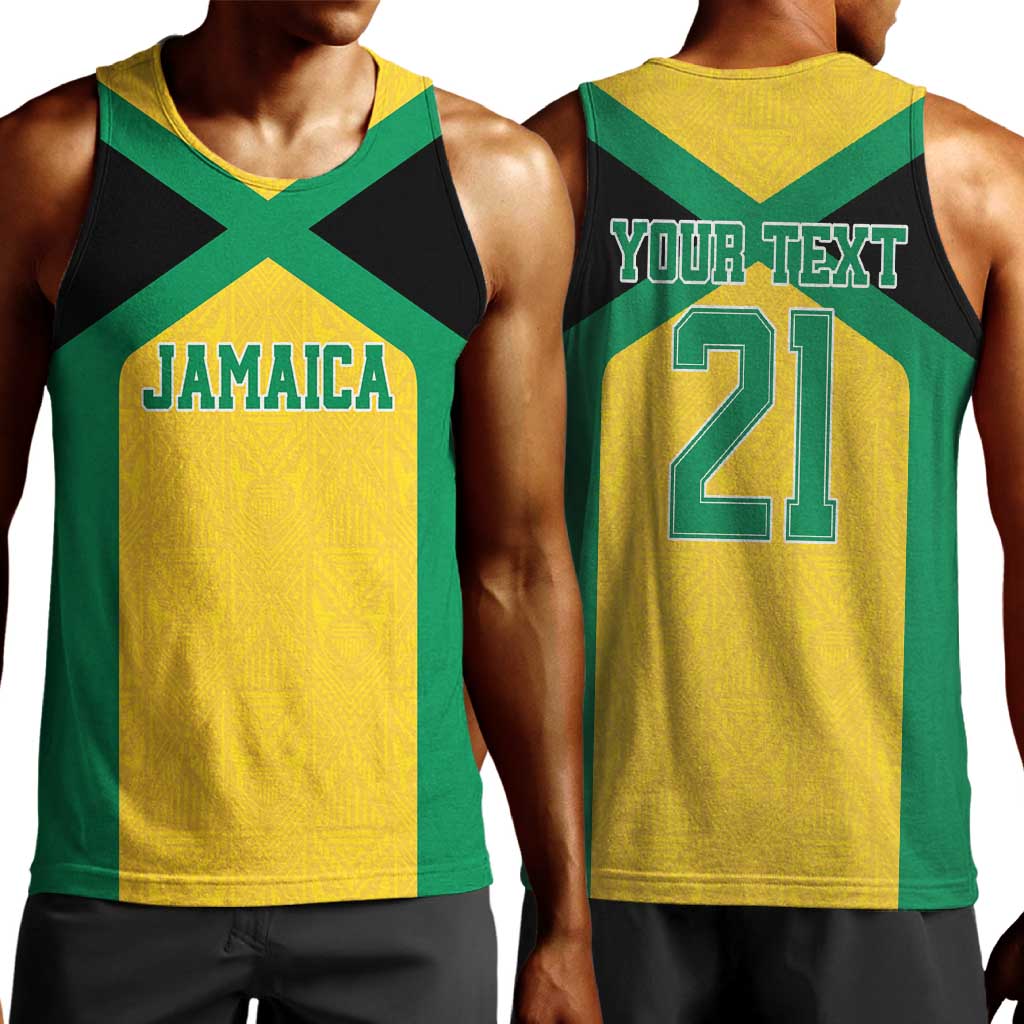 Afro-Jamaicans Football Custom Men Tank Top Gold Ethnic Motifs