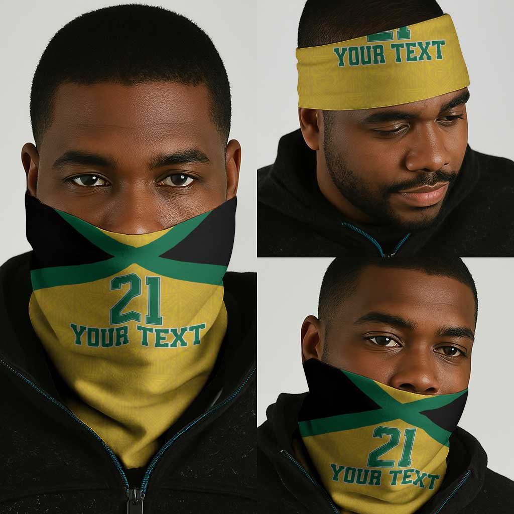 Afro-Jamaicans Football Custom Neck Gaiter Gold Ethnic Motifs LT9