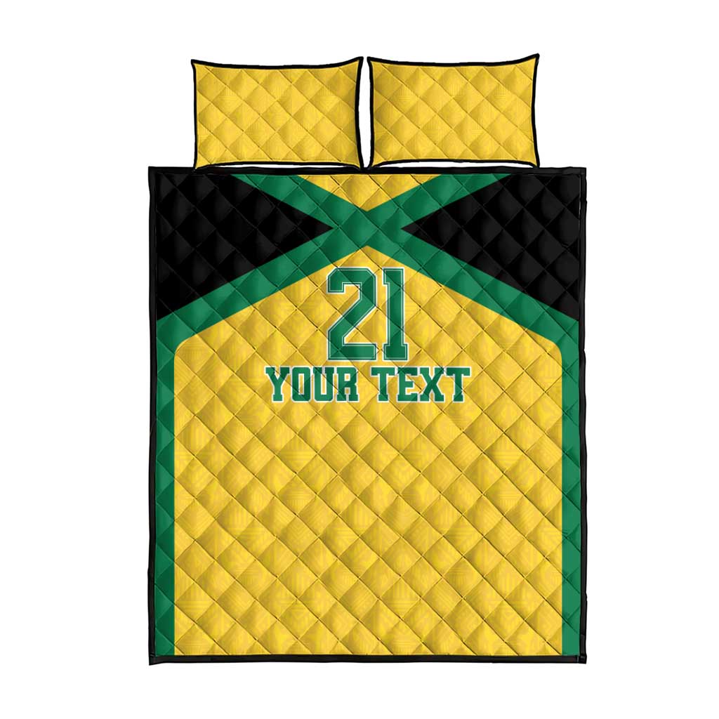 Afro-Jamaicans Football Custom Quilt Bed Set Gold Ethnic Motifs