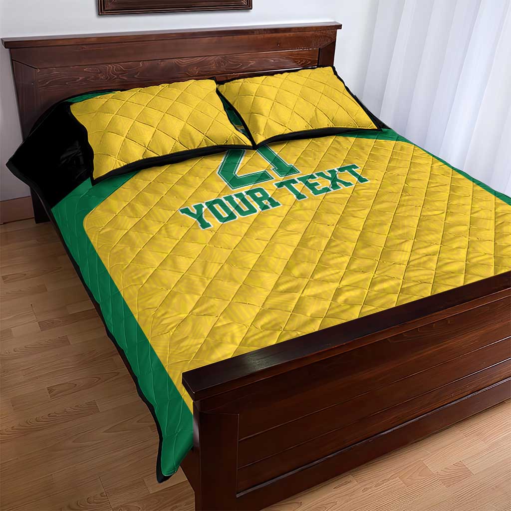 Afro-Jamaicans Football Custom Quilt Bed Set Gold Ethnic Motifs