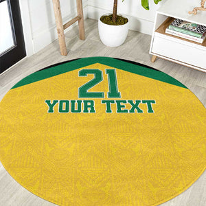 Afro-Jamaicans Football Custom Round Carpet Gold Ethnic Motifs
