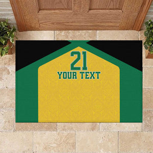 Afro-Jamaicans Football Custom Rubber Doormat Gold Ethnic Motifs