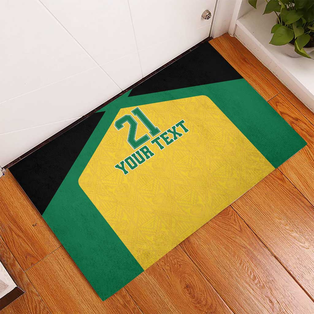 Afro-Jamaicans Football Custom Rubber Doormat Gold Ethnic Motifs