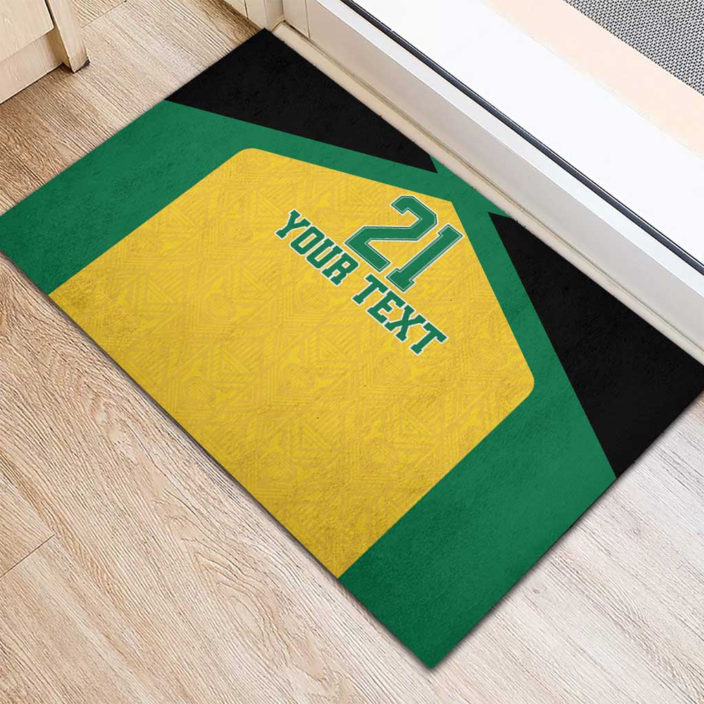 Afro-Jamaicans Football Custom Rubber Doormat Gold Ethnic Motifs