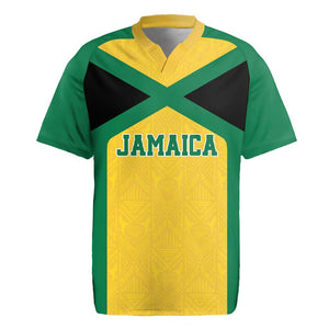 Afro-Jamaicans Football Custom Rugby Jersey Gold Ethnic Motifs