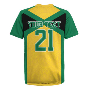 Afro-Jamaicans Football Custom Rugby Jersey Gold Ethnic Motifs