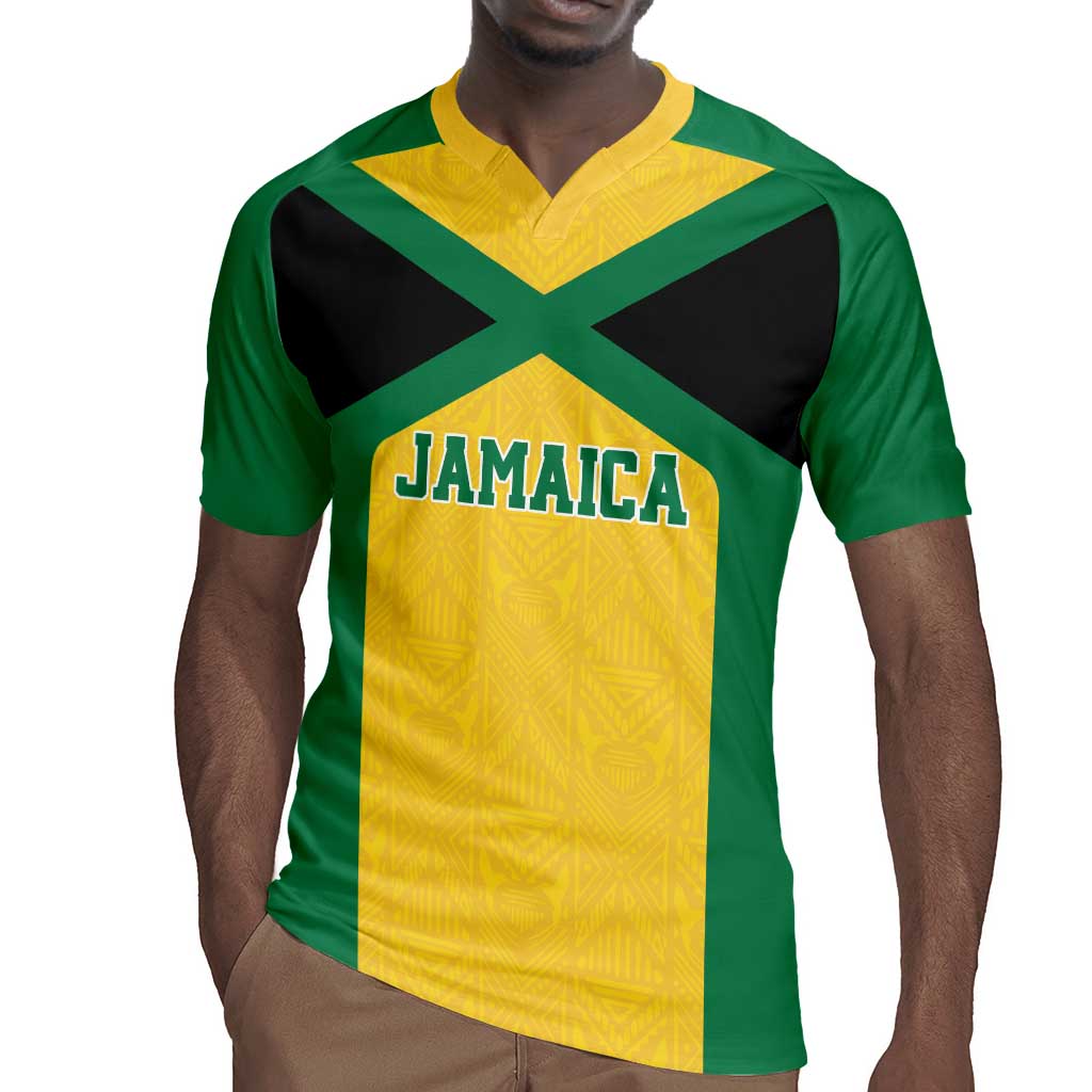 Afro-Jamaicans Football Custom Rugby Jersey Gold Ethnic Motifs