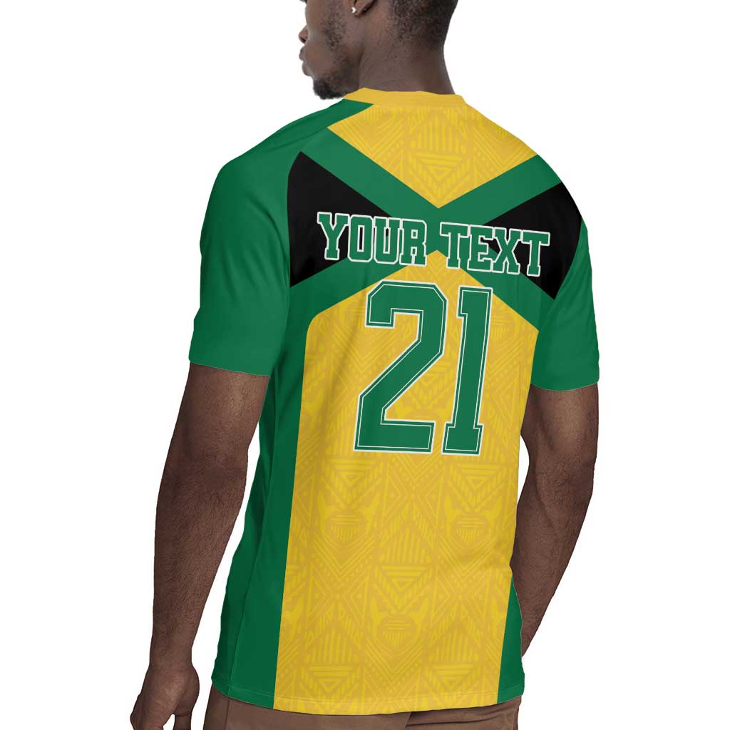 Afro-Jamaicans Football Custom Rugby Jersey Gold Ethnic Motifs