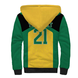 Afro-Jamaicans Football Custom Sherpa Hoodie Gold Ethnic Motifs