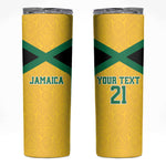 Afro-Jamaicans Football Custom Skinny Tumbler Gold Ethnic Motifs