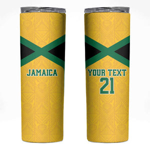 Afro-Jamaicans Football Custom Skinny Tumbler Gold Ethnic Motifs