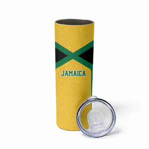 Afro-Jamaicans Football Custom Skinny Tumbler Gold Ethnic Motifs