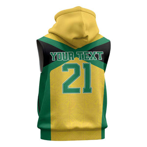 Afro-Jamaicans Football Custom Sleeveless Hoodie Gold Ethnic Motifs - African Pride