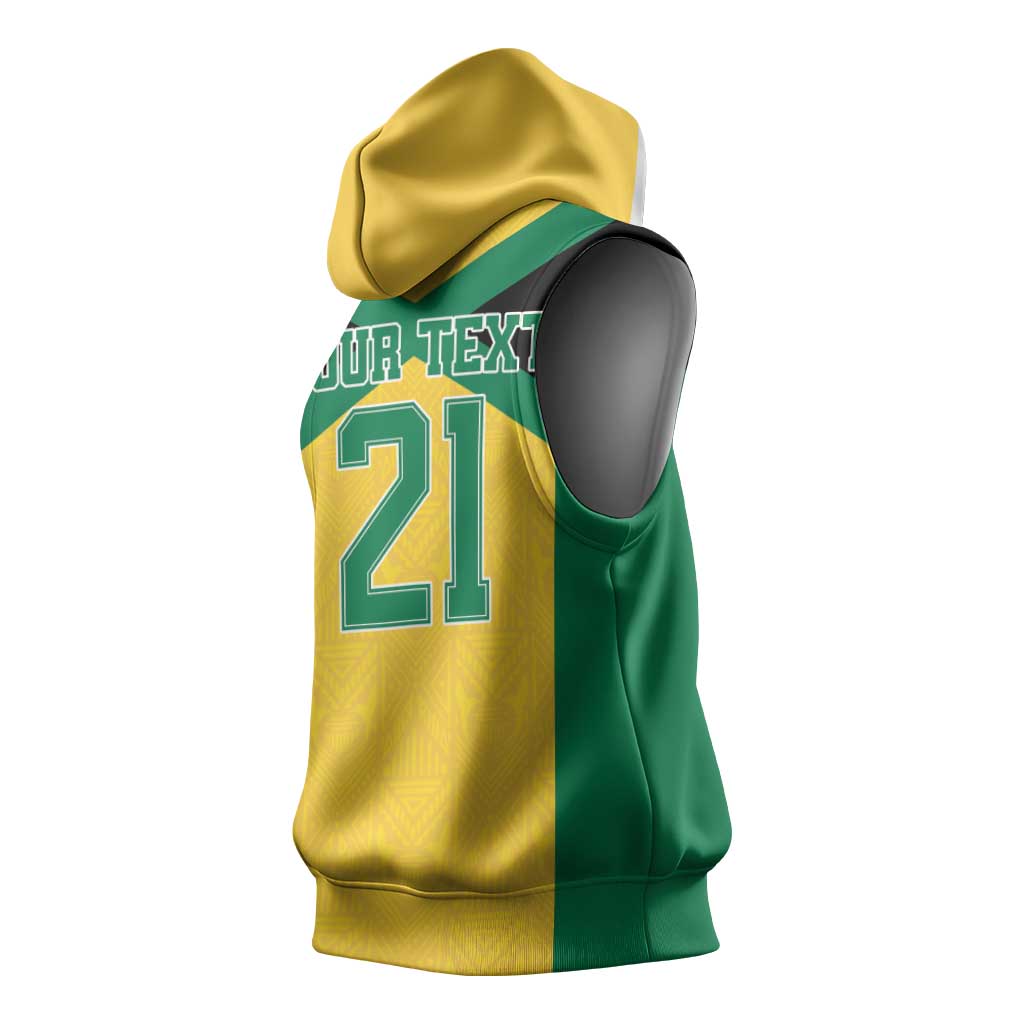 Afro-Jamaicans Football Custom Sleeveless Hoodie Gold Ethnic Motifs - African Pride